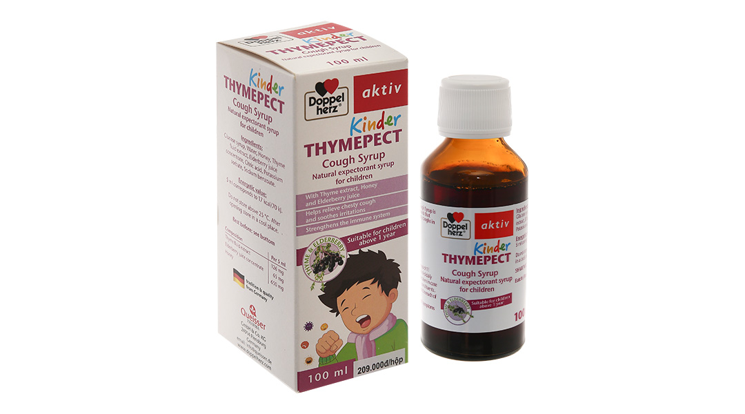 Chi tiết Siro Doppelherz Aktiv Kinder Thymepect hỗ trợ giảm ho chai 100ml