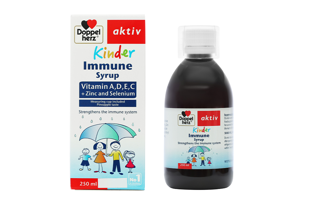 Chi tiết Siro Doppelherz Aktiv Kinder Immune hỗ trợ tăng cường đề kháng chai 250ml