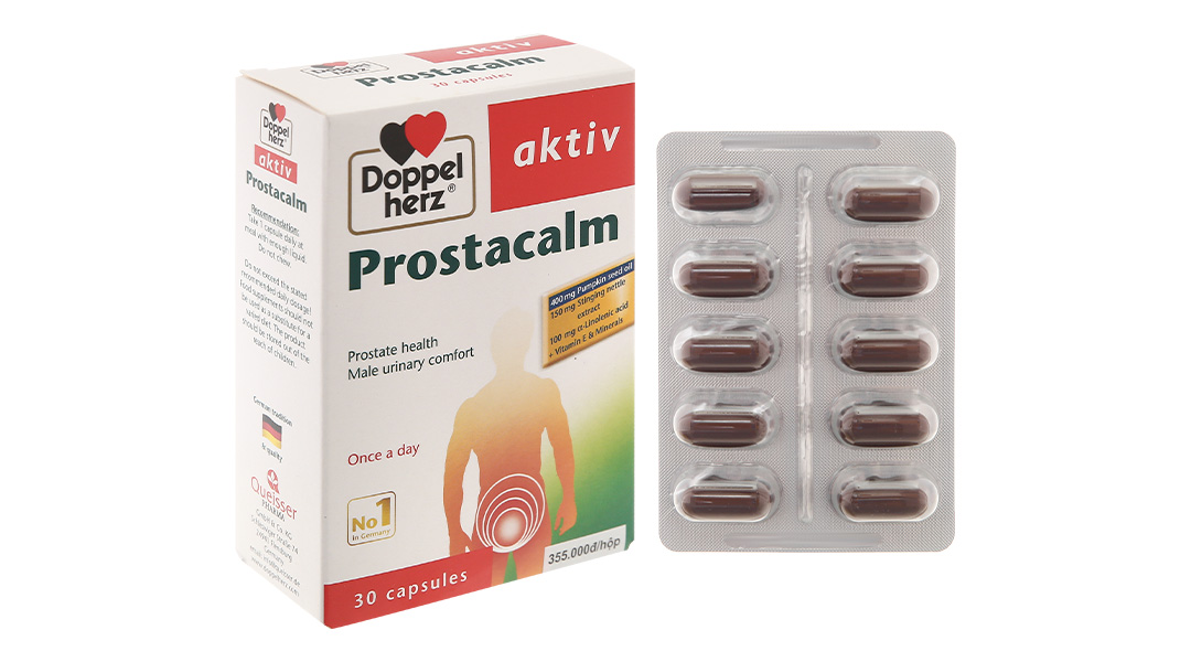Chi tiết Doppelherz Aktiv Prostacalm hỗ trợ giảm chứng phì đại tiền liệt tuyến, hộp 30 viên