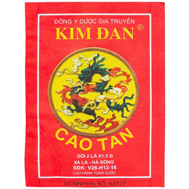 Chi tiết Cao dán Cao Tan Kim Đan điều trị các vết sưng, tấy, viêm ngoài da (2 lá x 1.5g)